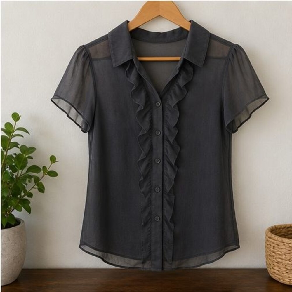 Charcoal Ruffle Blouse